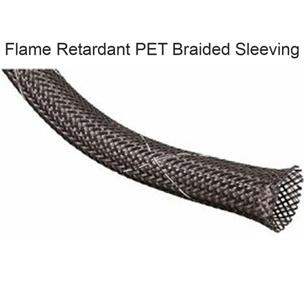 Electriduct PET Flame Ret. Braided Sleeve- Black w/White Tracer- 1/2" x 25ft BSFR-J-050-25-BK/WT